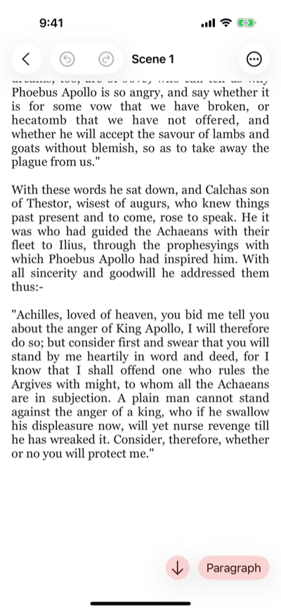 The same chapter open in Plotten on iPhone